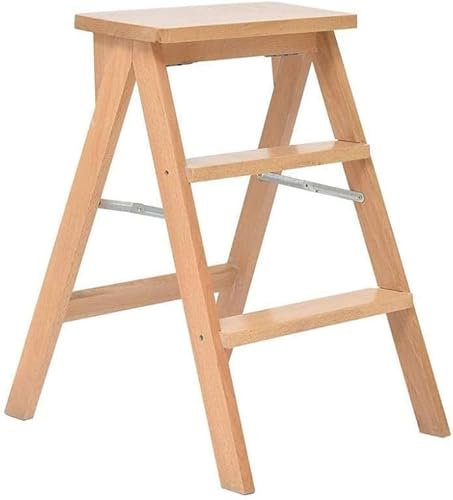 Tabouret Pliant 3 Escabeau Tabouret Ménage Chaise D'escalier Portable Escalier Chaises Escabeau Hauteur 56 Cm Max 100 Kg/Couleur Naturelle