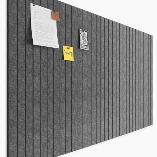 Uoisaiko Felt Pin Board 12 Pack, 90 x 60cm Fabric Notice Board | Dark Grey Board Tiles with 30 Push Pins & Adhesive Tabs, Cork Board Alternative for Home Office, Bedroom & Workspace Decor