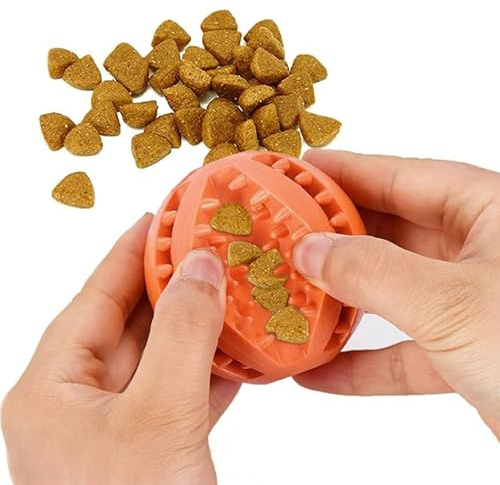 Hundeball für Kleine und Große Hunde | Snackball für Hunde | Welpenspielzeug Kauspielzeug | Naturkautschuk Material | Zahnpflege Hundespielzeug | Intelligenzspielzeug Ball für (Orange, 1 Stück)