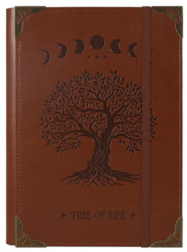 TIEFOSSI A5 Binder 6 Ring Notebook for Women Men, Hardcover PU Leather Journal, Vintage Tree Journals, College Ruled Notebook for School, Planner, Travel, Work, Organizer