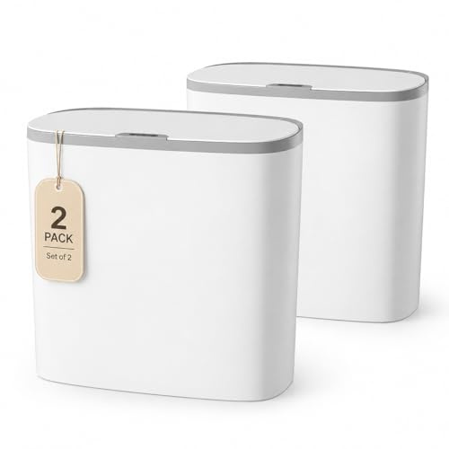 sapisecret Pattumiera automatica da 12 l, con sensore e montaggio a parete, pattumiera elettrica con coperchio, impermeabile/inodore per cucina, bagno, bianco (set da 2)