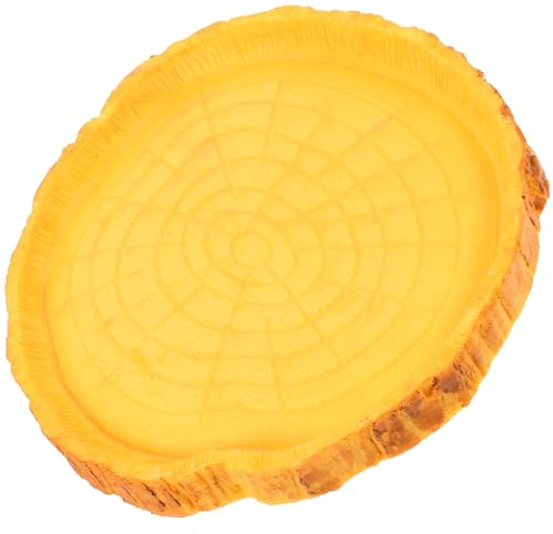 Veemoon Gamelle en Résine Bois Grain Grosse Taille pour Reptiles – Bol à Nourriture Multifonction pour Terrarium – Distributeur d'eau et Plat Lézards, Tortues et Amphibiens