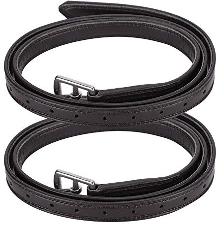 Qalvona Cinturini per Staffe Cavallo, Pelle Morbida e Microfibra, Fibbia Acciaio Inox, Nero, Coppia 2PCS - Resistente e Regolabile, Ideale per Equitazione (Marrone Scuro)