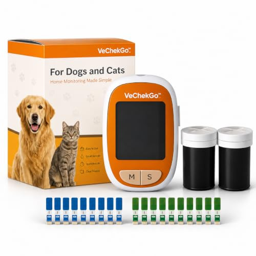ALLTEST VECHECK GO Medidor de Glucosa y Cetonas para Perros y Gatos con 10 Tiras de Glucosa y 10 Tiras de Cetonas Incluidas Monitor de Control para Mascotas Caninas y Felinas Test Rápido en Sangre