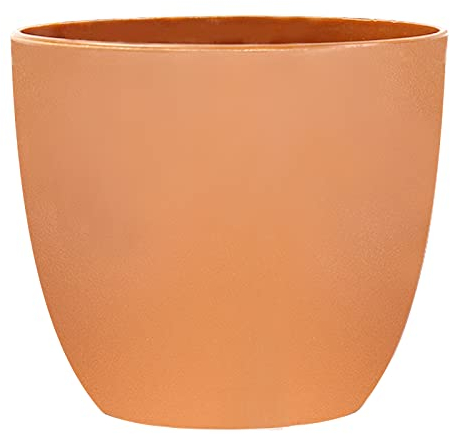 Muzhira Plant Pots, 18cm Thicken Plastic Planter with Drainage Holes, Plant Container Indoor Gardening Pot for Indoor and Outdoor Garden - Orange