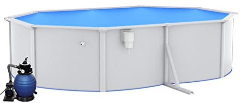 Festnight Stahlwandpool Komplettset mit Sandfilter 490x360x120 cm Rund Pool mit Stahlwand Stahlwandbecken Pool Rundbecken Set Schwimmbecken Rundpool Aufstellpool Gartenpool