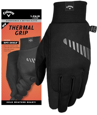 Callaway Gl Cg Thermal Grip 2pk M Blk 23, Guanti da Golf Uomo, Nero, L