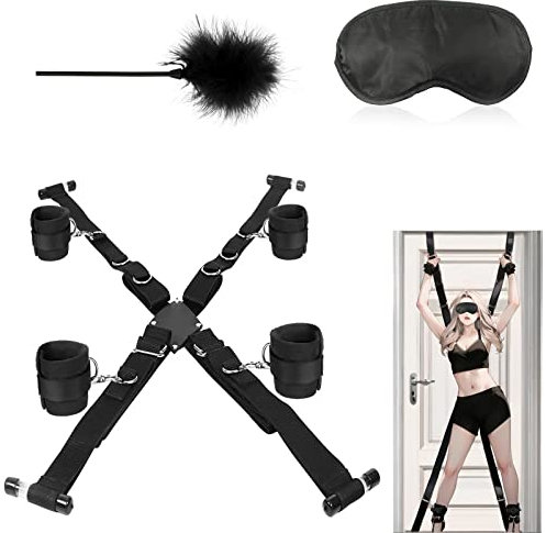 BDSMLOVE BDSM Set,Bondageset extrem Sex,Bondageset Fessel Set mit Handschellen,Augenbinde,Federkitzler Sexspielzeug,Bondage Set für Tür,BDSMs Spielzeug hart SM Sexspielzeug extreme Paare (7 Set)
