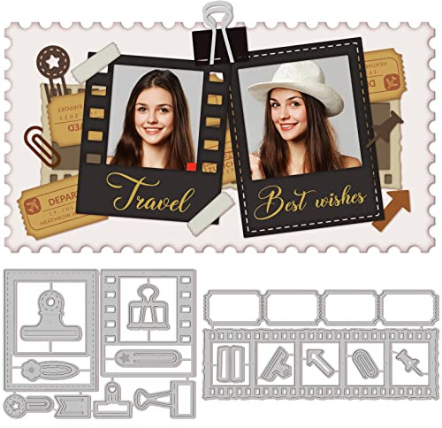 GLOBLELAND Fustelle A Tema Retrò Classico per Pellicole Cornici per Foto per Cornici Graffetta Stencil Fustelle In Metallo per La Creazione di Biglietti Fai Da Te Scrapbooking Album Fotografico