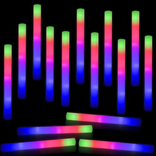 ZHFEIIRU 56pcs Varillas de Espuma Iluminadas, Bastones de luz LED, Barras Luminosas Fluorescentes, 3 Modos, Colorido Intermitente LED estroboscópico para conciertos, Fiestas y Eventos (56PCS)