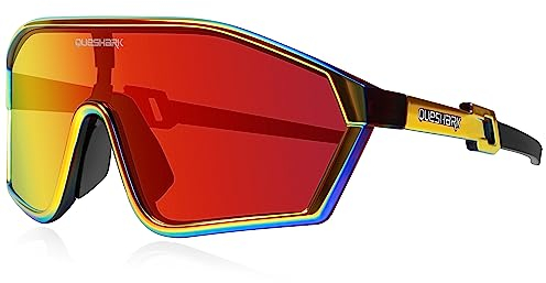Queshark Polarisierte Fahrradbrille - Radsport Brillen für Männer & Frauen - UV400 Schutz,Sportbrille MTB & Snowboard Zubehör