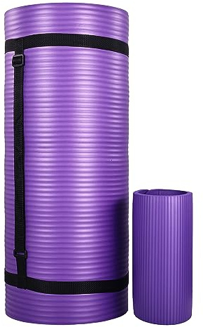 BalanceFrom 71 x 24 x 1' All-Purpose Extra Thick Non-Slip High Density Anti-Tear Exercise Yoga Mat with Knee Pad & Carrying Strap, Purple