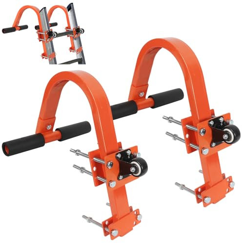 2PCS Crochets d'échelle pour Toit Stable Stabilisateur d'échelle en Acier Adaptateur de Toit Universel avec Roue Barre en T à Poignée en Caoutchouc