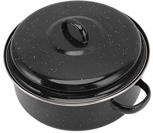 Masyrt Padella con superficie nera screziata, non bastone per la casa, padella con coperchio per patate dolci tostate, castagne (copertura in ferro da 26 cm)