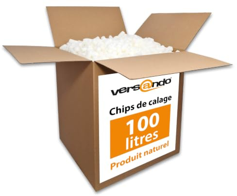 versando 100l chips d'emballage et chips de calage - maïs biodégradable | 100l de remplissage léger et généreux, protège et amortit vos colis, 100% biodégradable et compostable, amidon de maïs