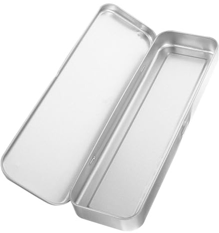 FJIXUO Caja de lápices Hierro 3 uds., Almacenamiento Rectangular pequeño Metal estaño for bolígrafos, borradores, Organizador papelería Plateado para Guardar Lápices Y Material