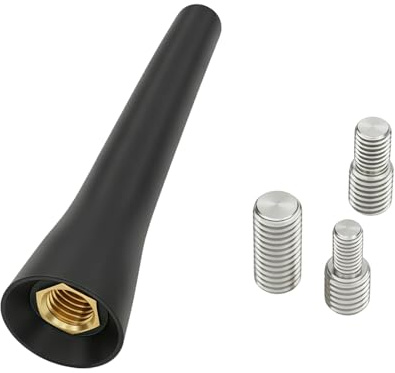 Mini Antena para Coche, Antena Coche Corta Universal de 6.5cm, Radio FM/Am con 3 Tornillos M4/M5/M6 Universales, para Todos los Modelos
