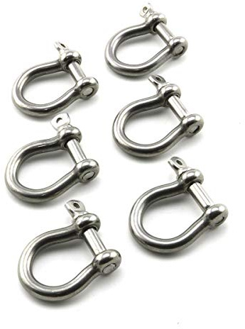 heyous 6pcs 1/5 Inch 5mm Screw Pin Anchor Shackle Stainless Steel Heavy Duty Bow Shape Load Clamp for Chains Wirerope Lifting Paracord Outdoor Camping Survival Rope Bracelets