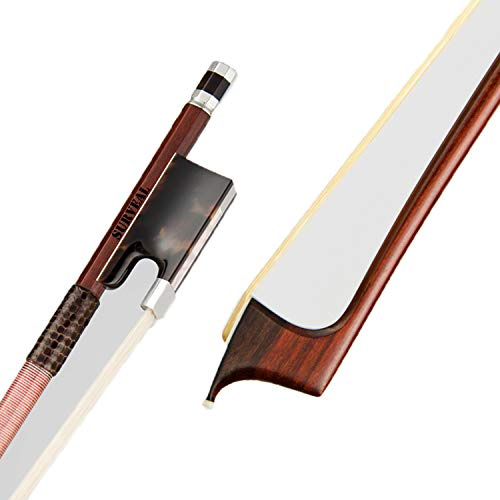 SURVEAL Arco per violino pernambuco corno di bue rana in rame bianco colorato argento montato offre toni caldi Arco de Violino Taglia 4/4 (4/4)