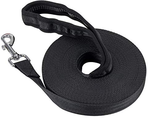 Vivifying Training Lead for Dogs, 50FT/15M Long Nylon Long Line Dog Lead for Pet Tracking Training Obedience Lead Leash (Black)