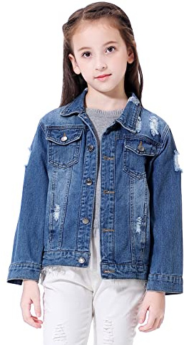 Girls Boys Basic Denim Jacket Kids Classic Casual Coats Children Trendy Cozy Soft Ripped Outerwear