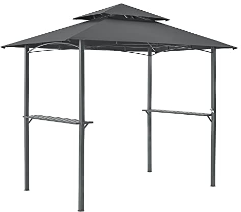 [en.casa] Gazebo del Pabellón para la Barbacoa Parga 250 x 241 x 151 cm Gazebo Grill Toldo para Parilla de Barbacoa Cenador para Jardín Abrigo de la Tienda Patio 2 Niveles Gris Antracita