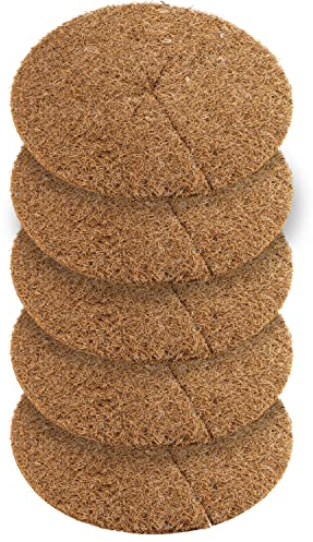 NUGATI Coconut Mulching Disc Pot Cover Winter Protection for Potted Plants / Plant Protection Mat / Weed Protection Mat Coconut Disc (25 cm - Pack of 5) (30 cm - Pack of 5)