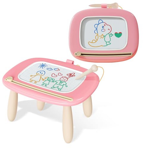 Kikidex Kleinkinder Spielzeug Alter 1-3, Magnetisch Zaubertafel, Mädchen Spielzeug für 1-2 Jahre, Magic Painting Board Lernspielzeug für 1 2 3 Jahre Baby Kinder, Geburtstag Geschenk（Rosa)