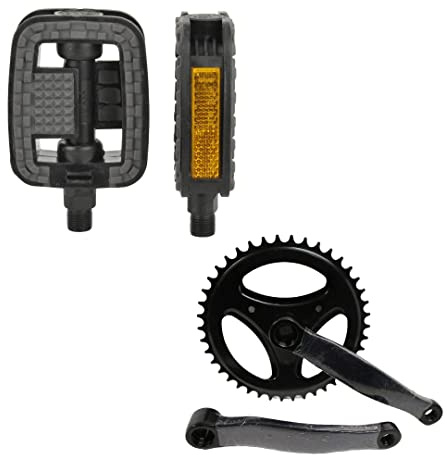 Guarnitura Corona Bicicletta 42 Denti Pedivelle 170 mm con Coppia Pedali Catarifrangenti – Kit Completo per Bici City Bike e Passeggio – Movimento Robusto per Pedalata Fluida e Sicura 42x170