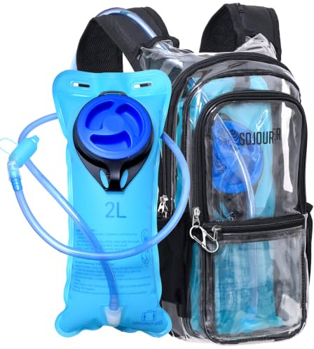 Sojourner Transparent Rave Hydration Pack - Hydration Backpack - Hydropack with 2L Bladder - Water Backpack for Festivals, Hiking, Running, Biking and More