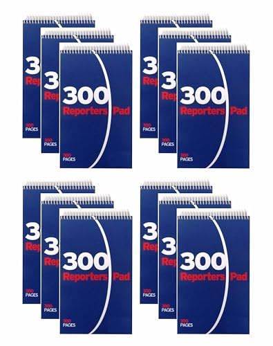 AbbeyShake spiral reporter’s notepad wirebound notebook 210x124mm (Pack of 12 Pads, 300 pages)