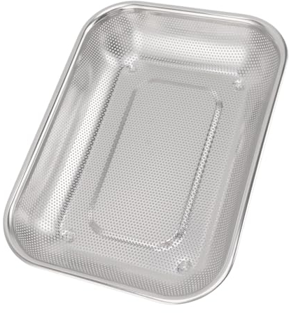 Colador de Acero Inoxidable, Cesta de Colador Rectangular para Frutas y Verduras, Coladores y Coladores para Cocina Doméstica (L)