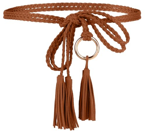 TIESOME geflochtener Taillengürtel Damen, Mode Taille Kette Damenkleid Gürtel Taillengürtel Dünner Fransengürtel Fransenkettengürtel für Kleid Jeans Flechtgürtel Hüftgürtel Dekorativer Kleidgürtel