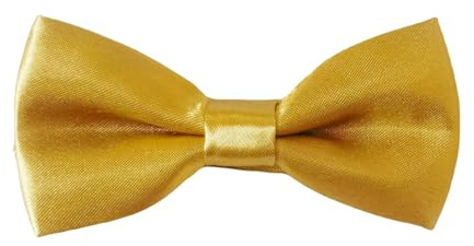 Bwerfuet Classic Adjustable Neck Bow Tie - Solid Color Satin Bow Tie for Boy Wedding Party Dress Up (Gold)