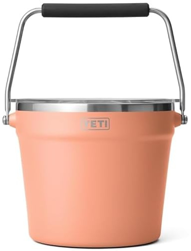 YETI Rambler 7.6L Beverage & Ice Bucket with Lid, Lowcountry Peach | Double-Wall Insulated Ice Bucket with Heavy-Duty Handle for Bottles, Cans & Outdoor Entertaining