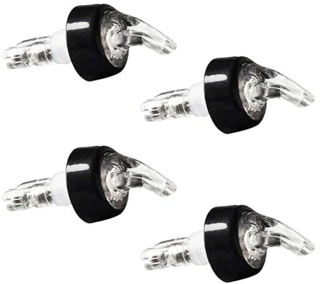 Ginddy 4 Stück Schnapsspender mit 20ml Dosierung - Flaschenausgießer mit Stahlkugel für Spirituosen & Ölflaschen (Schwarz, 9.6cm) - Ideal für Cocktail-Partys, Bar & Küche