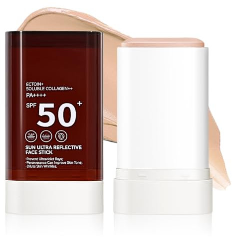 Stick Foundation + Tinted Sunscreen SPF 50+, Foundation & Concealer Stick with SPF, Sun Cream SPF50+, Tinted Sunscreen for Face, Non-Greasy, Matte Finish, Improve Skin Tone