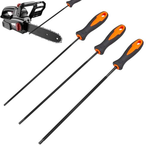 Loovisse 3 Pezzi Lima per Motosega,Affila Catena Motosega,Lima per Catena,Lime Rotonde per Catene di Motosega,Tondino per Affilare,Facile da impugnare,Ci Sono 3 Misure da 4.0 mm,4.8mm,5.5 mm