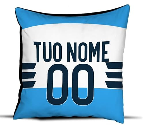 quickgadget Idea Arredo Casa Regalo Cuscino Sport Calcio personalizzato con nome e numero per tifoso Lazio