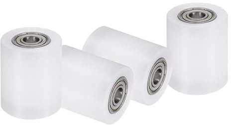 QUARKZMAN 4 st nylonrullrulle med lager 10 x 40 x 50 mm (ID x OD x L) CNC styrrulle platt remrulle nylon remskiva (vit)