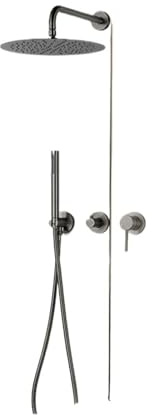 Grifo de ducha empotrado de bronce, controlador de cuerpo de 8-16 pulgadas, cabezal de lluvia, grifo de ducha de agua caliente y fría, mezclador de baño de 2 modos(8040BG_8 INCH)