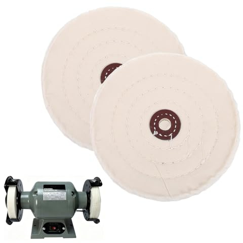Gansdnek 2 Piezas Disco de Pulido de Algodón, Rueda de Pulido de Algodón (50 Capas), Disco de Pulido de 6 Pulgadas, Tela Rueda Pulir con Orificio de 12mm para Metal, Jade, Madera, Cerámica y Vidrio
