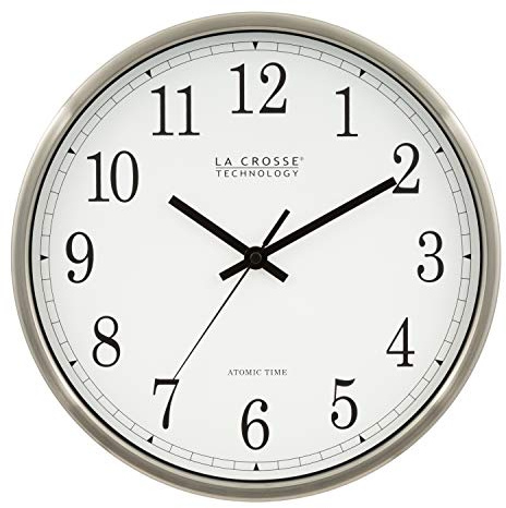 La Crosse Technology 12 Inch Atomic Analog Wall Clock, Aluminum (WT-3126B)