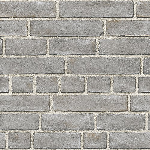 NuWallpaper NU2236 Brick Facade Peel and Stick Wallpaper - Grey