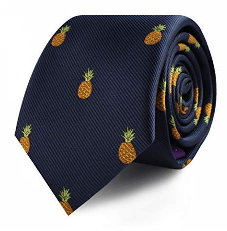 AUSCUFFLINKS Corbata para Comida y Bebida | Especial para Hombres | Delgada Tejida | Regalo para el Compañero de Trabajo, Piña, Skinny
