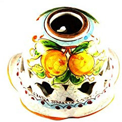 Coppa in ceramica per lampadario applique plafoniera decorata realizzata e firmato a mano art. limoni