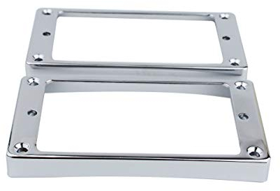 Guyker Curved Bottom Metal Humbucker Pickup Mounting Ring Set - Bridge and Neck Pickups Cover Frame Replacement Compatible with Les Paul LP Style Electric Guitar or Precision Bass(2PCS, Chrome)