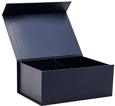 Navy Blue Magnetic Gift Box with Lid- Sturdy A5 Deep Box Ideal for Presenting Chocolates, Toiletries, Clothes and Cosmetics - Size 23cm x17cm x10cm