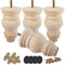 Btowin 12cm Unfinished Holz Möbelfüße, 4 Stück Unlackiert Round Spindel Massivholz Tischbeine Kugelfüße mit M8 Bolzen & Montageplatten & Schrauben für Sofa Couch Stuhl Ottomane Schrank
