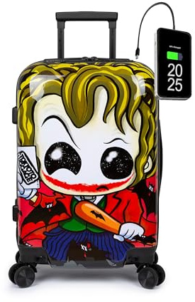 TOKYOTO - Valigia Da Cabina Divertente Per Bambini Adolescenti Ragazze E Fans Dei Supereroi Cartoni Animati Comics Bagaglio Mano Con USB 55x40x20 cm | Trolley 55x35x20 Valigia Rigida 10 Kg Joker